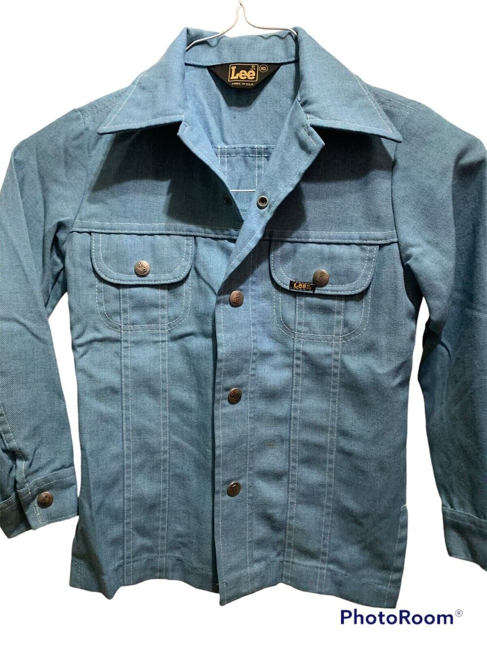 Lee Denim Shirt Jacket Light Wash Unisex Sz 10 1970 Classic